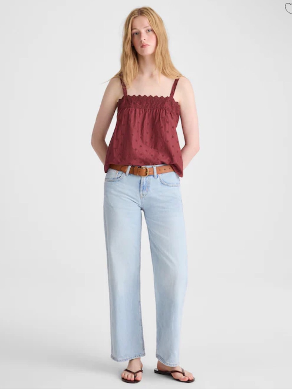 Madewell Embroidered Eyelet Tank - Dusty Merlot